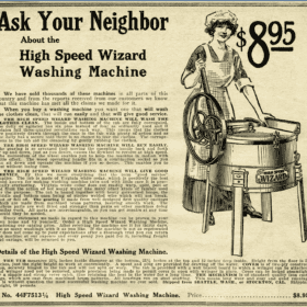 An old, vintage advertisement for a washing machine titled, "Ask Your Neighbor."